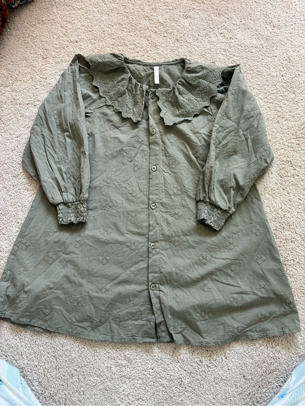 Rylee + Cru Olive Green Embroidered Button-Front Girls' Jacket